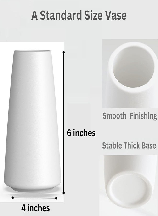 DECORPIA Premium Quality White Ceramic Vase | Modern Farmhouse bohemian Pampas Grass Flowers Bouquet for Home Décor, Desk Aesthetic Room Decor, White - Image 5